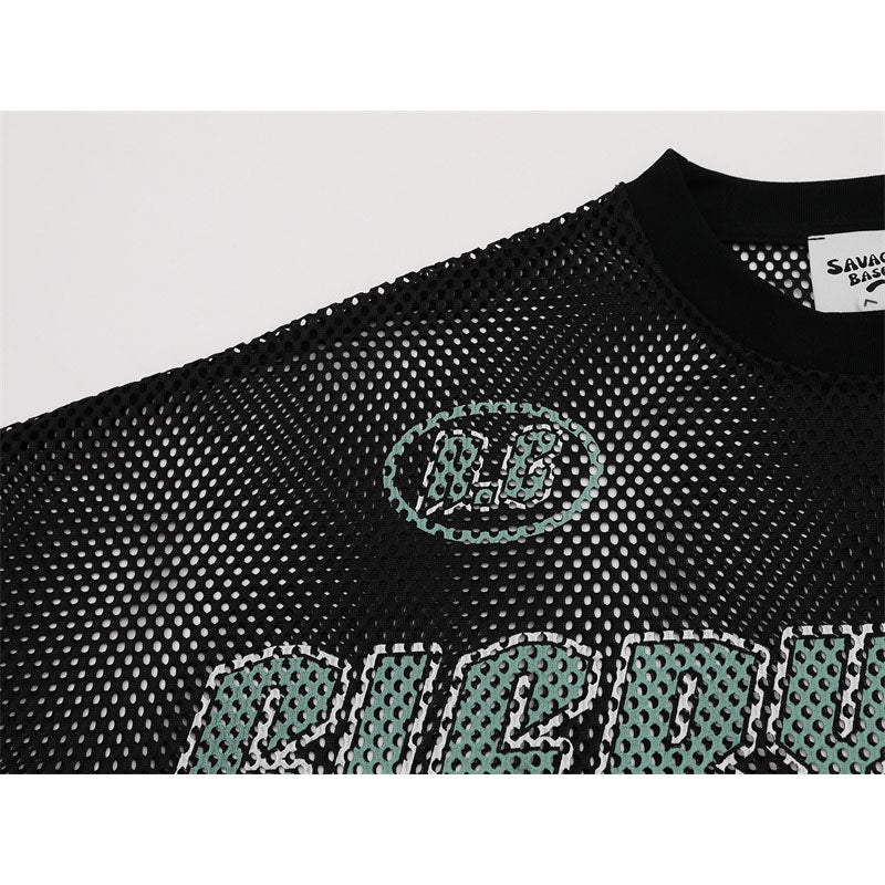 Hip Hop Shirts For Boys Hollow Alphabet Print Short Sleeve Jersey T-Shirt