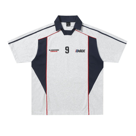 Hustle vintage summer lapel short sleeve t-shirt loose