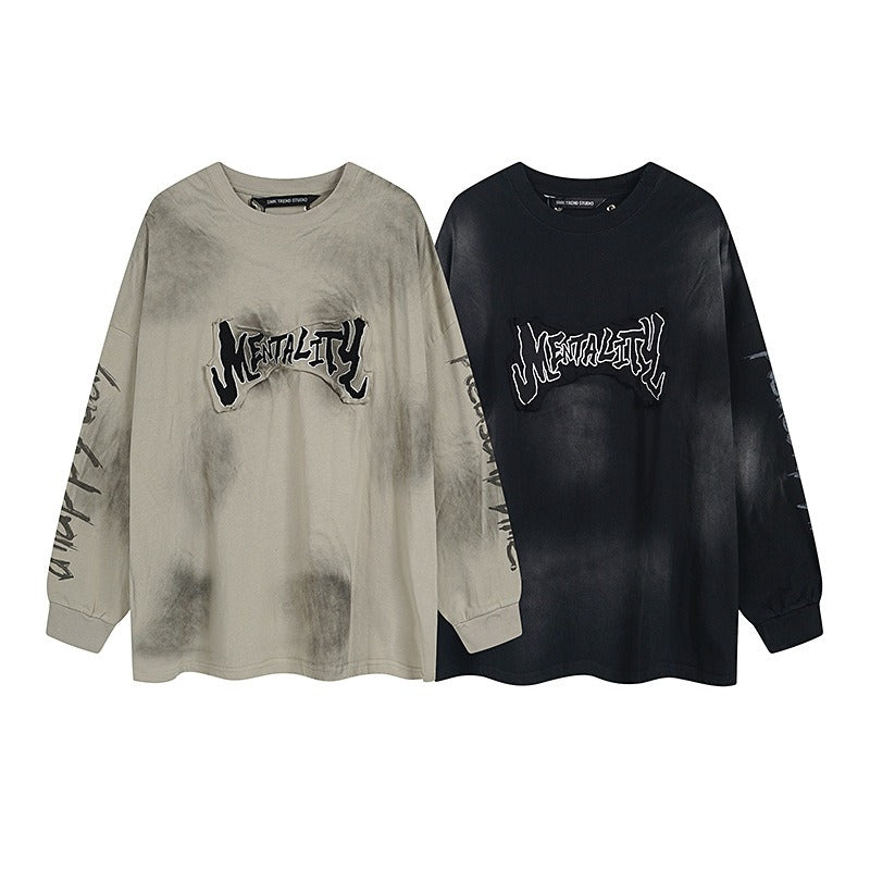 Unisex long-sleeved shirt wasteland style patch embroider