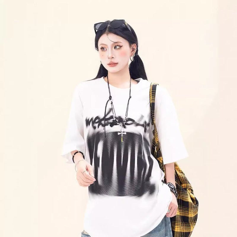 Marcas De Streetwear Vintage Alphabet Print Short Sleeve T-Shirt