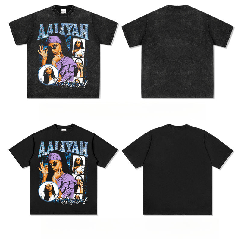Marcas streetwear usa vintage hip hop alayiah print short sleeve t-shirt