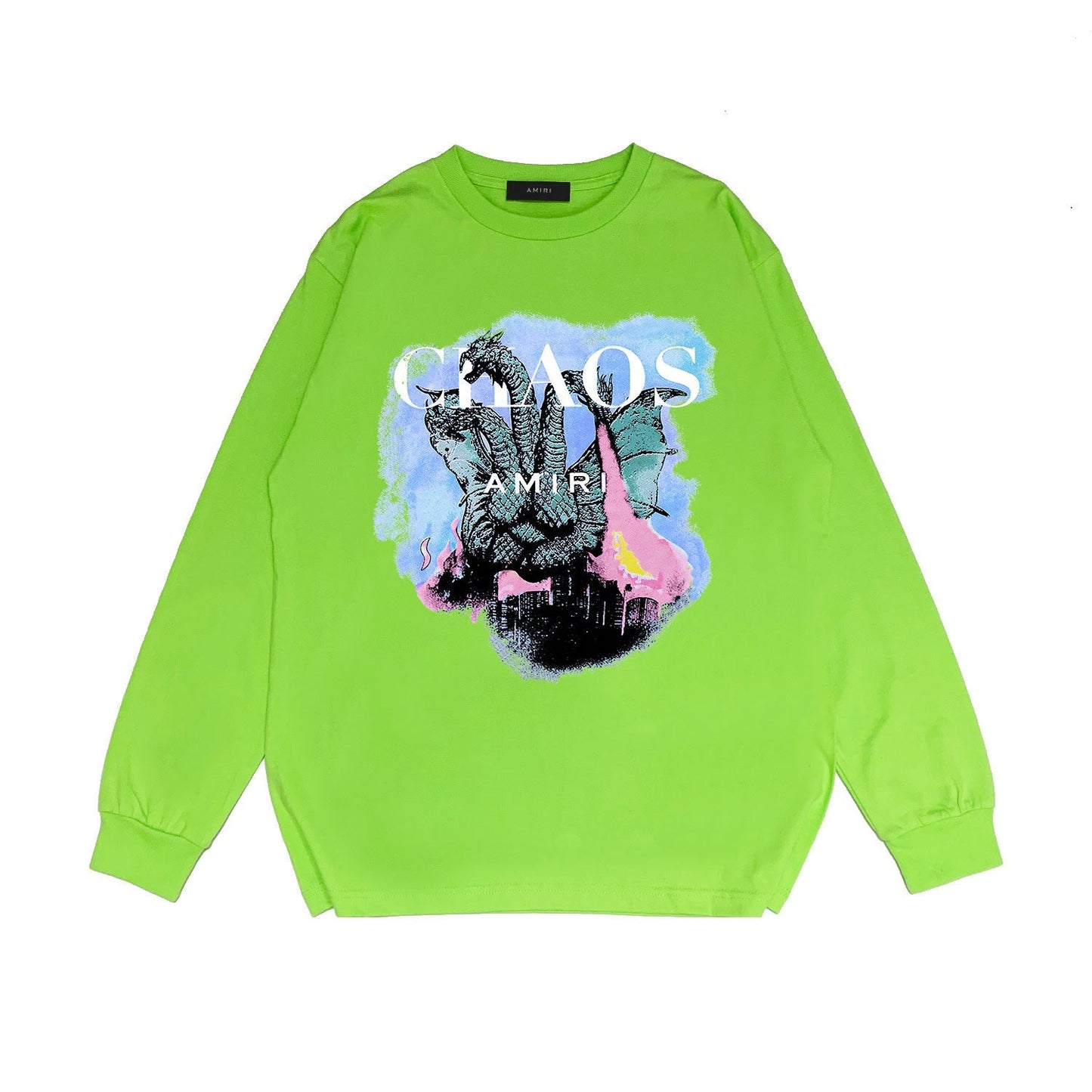 Amiri Long Sleeved Shirt Printed Trendy Pure Cotton
