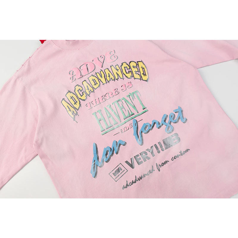 Marcas De Streetwear Vintage Alphabet Print Long Sleeve T-Shirt