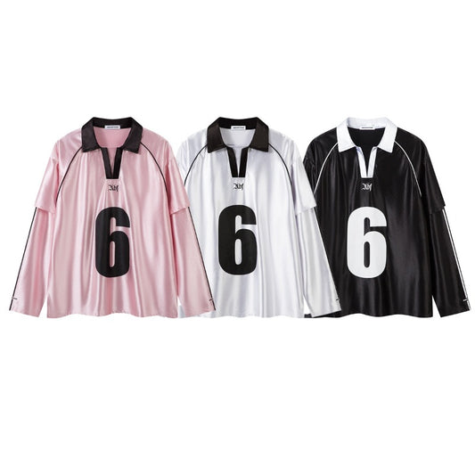 Unisex long-sleeved shirt autumloosesatin lapel
