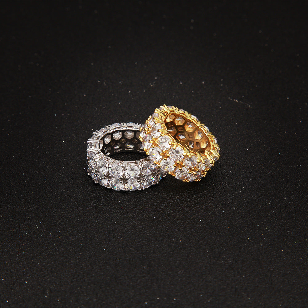 Rings Double Row Diamond Zircon Microset Zircon 2 Row Ring St. Valentine's Spectrum