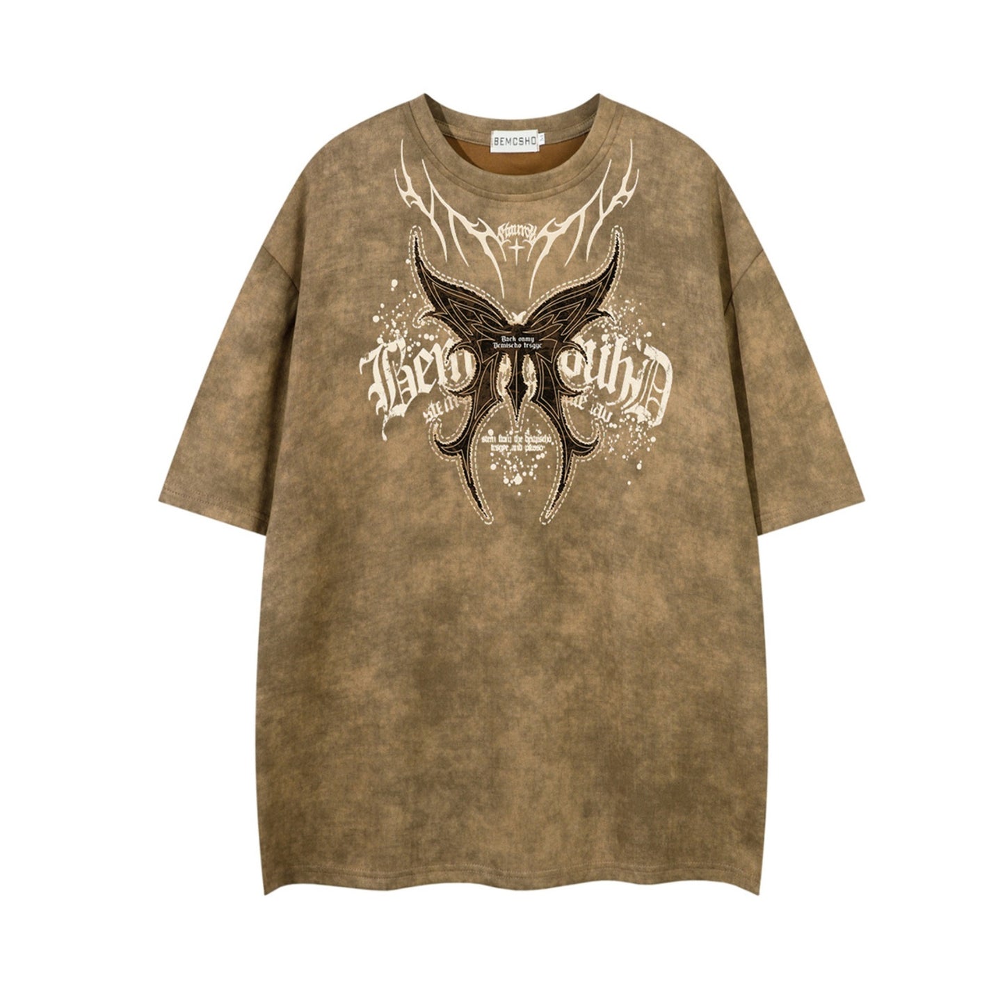 Hustle vintage butterfly print short sleeve t-shirt