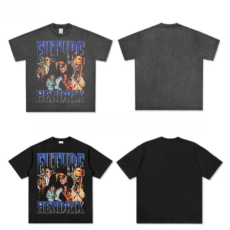 Streetwear Masculino Vintage Hip Hop Future Kid Print Short Sleeve T-Shirt