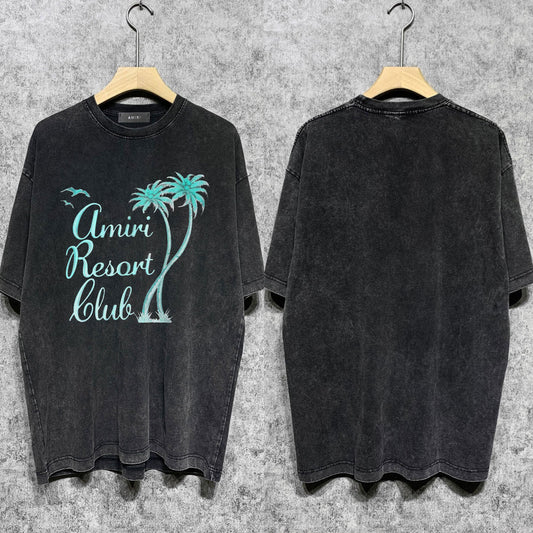 Amiri washed t-shirt coconut bird printing short sleeve