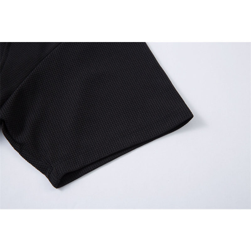 Casual Street Wear Summer Vintage Short Sleeve T-Shirt Waffle