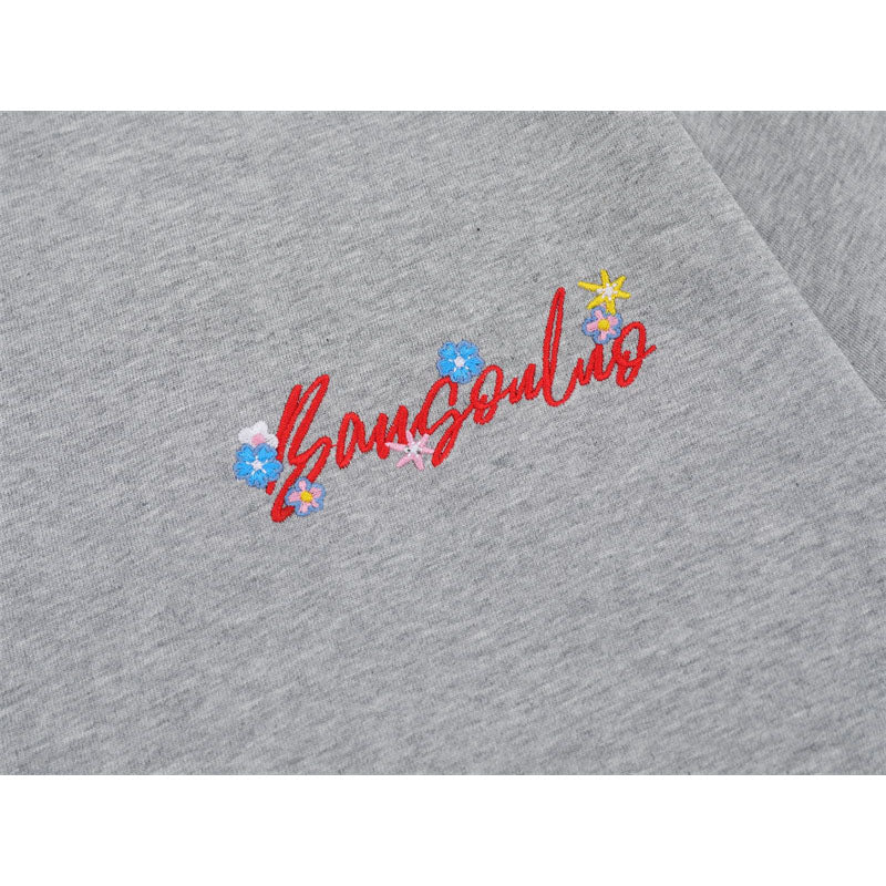 US drip outfits Summer Vintage Floral Embroidery Casual Loose Short Sleeve T-Shirts