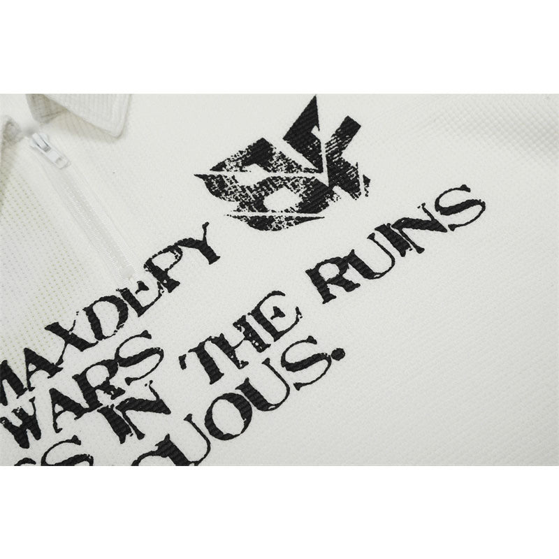 US drip outfits Summer Vintage Lapel English Alphabet Casual Wide Short Sleeve T-Shirts