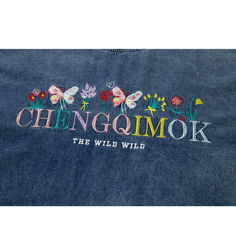 Marcas De Streetwear Denim Long Sleeve T-Shirt Vintage Top