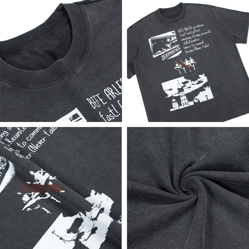 80s And 90s Vintage T Shirts Vintage Washing Water Old Short Sleeve T-Shirts