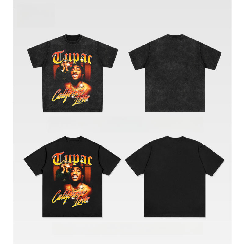 Cool t rapper vintage hip hop tupac print long sleeve short sleeve t-shirt
