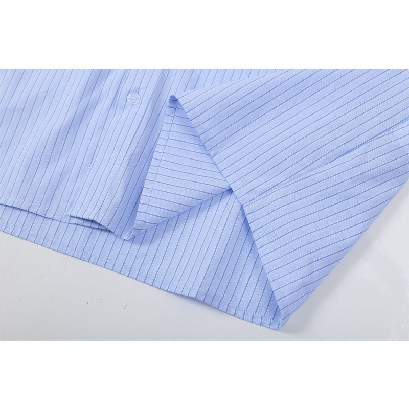 Casual Street Wear Vertical Striped Short Sleeve Shirt Summer Loose Casual Shirt
