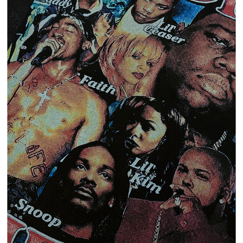 Streetwear masculino BIG BIGGIE SMALL HIPHOP hip hop t-shirt rap character print