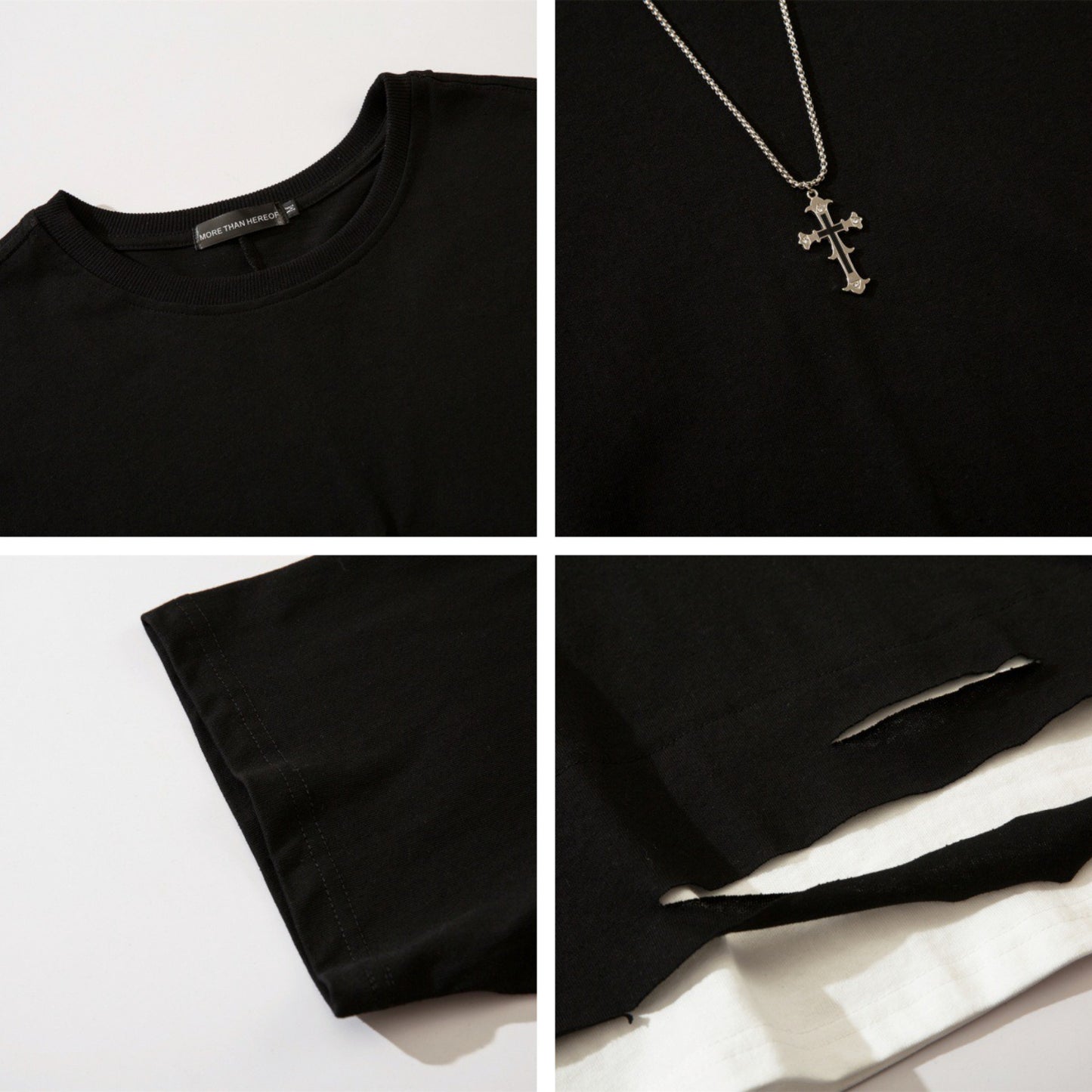 USA Vintage T-Shirt Chain Splicing Fake Two-piece Men's Summer