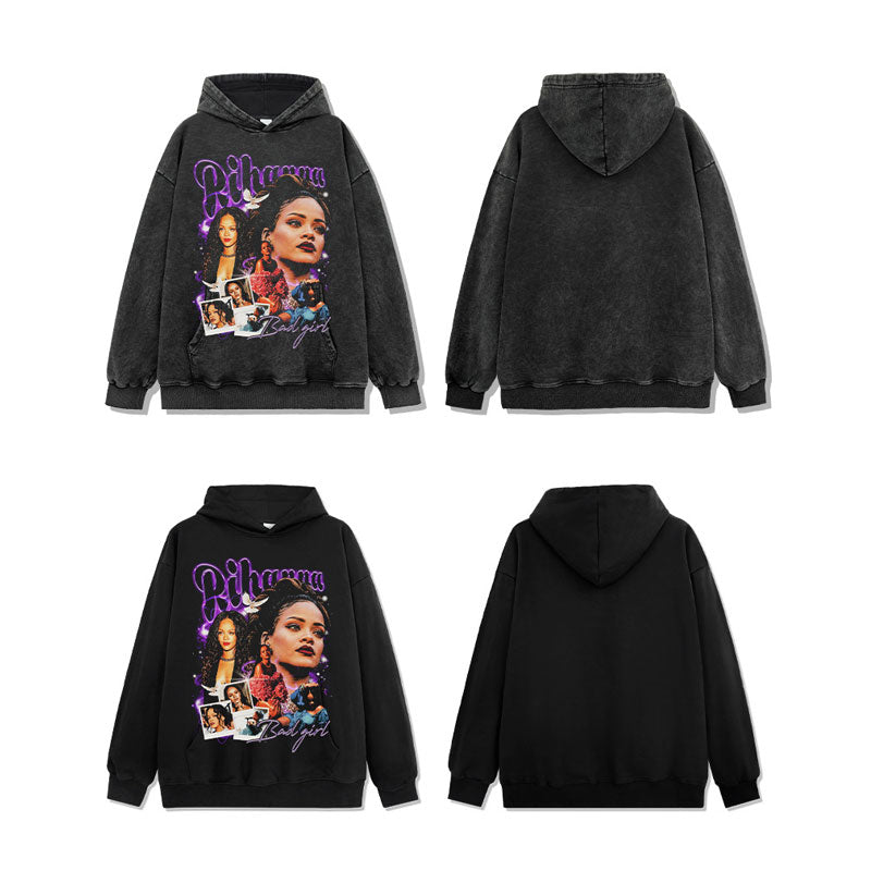Marcas streetwear usa vintage hip hop rihanna print crew neck sweater
