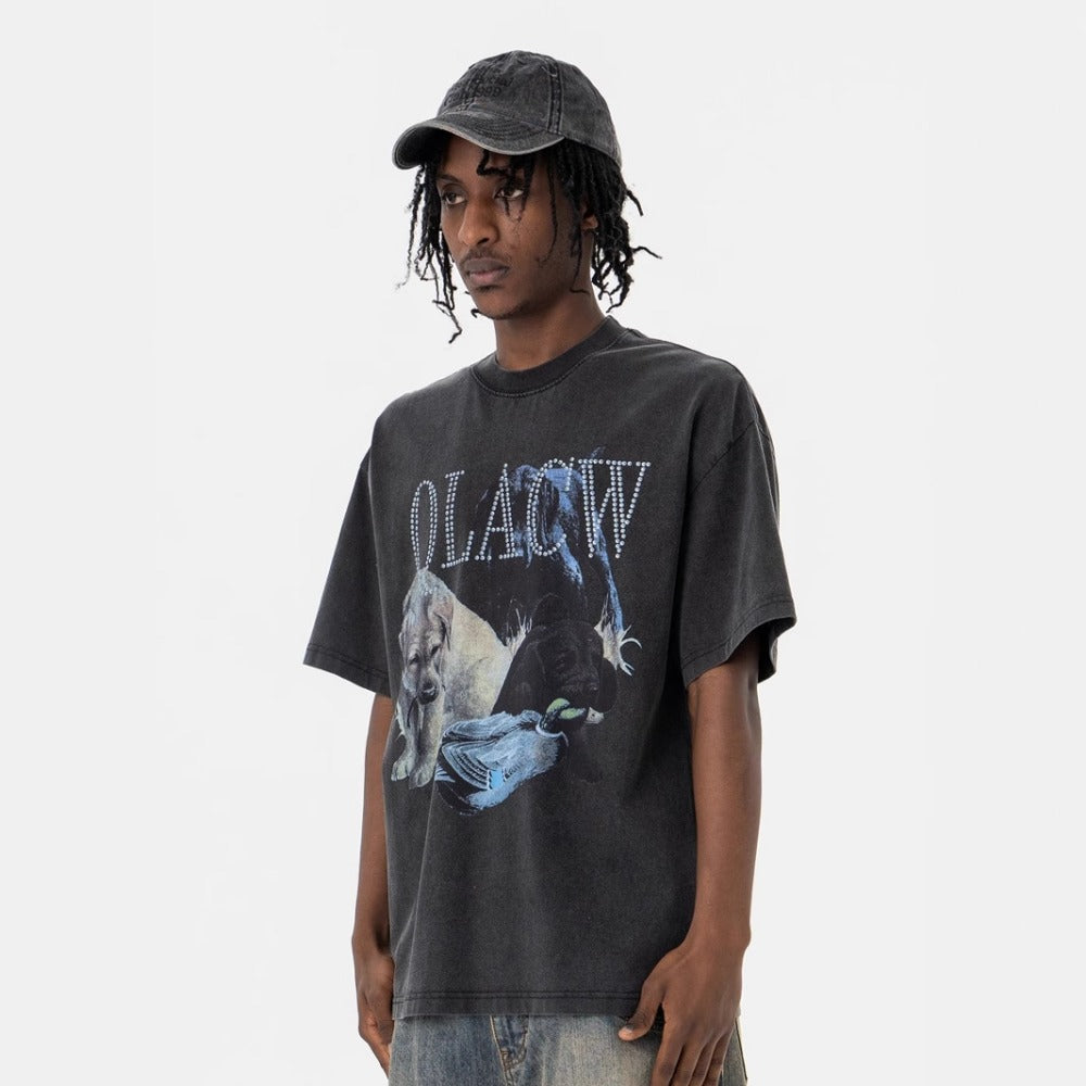 Vic Streetwear Summer Vintage Print Short Sleeve T-Shirt