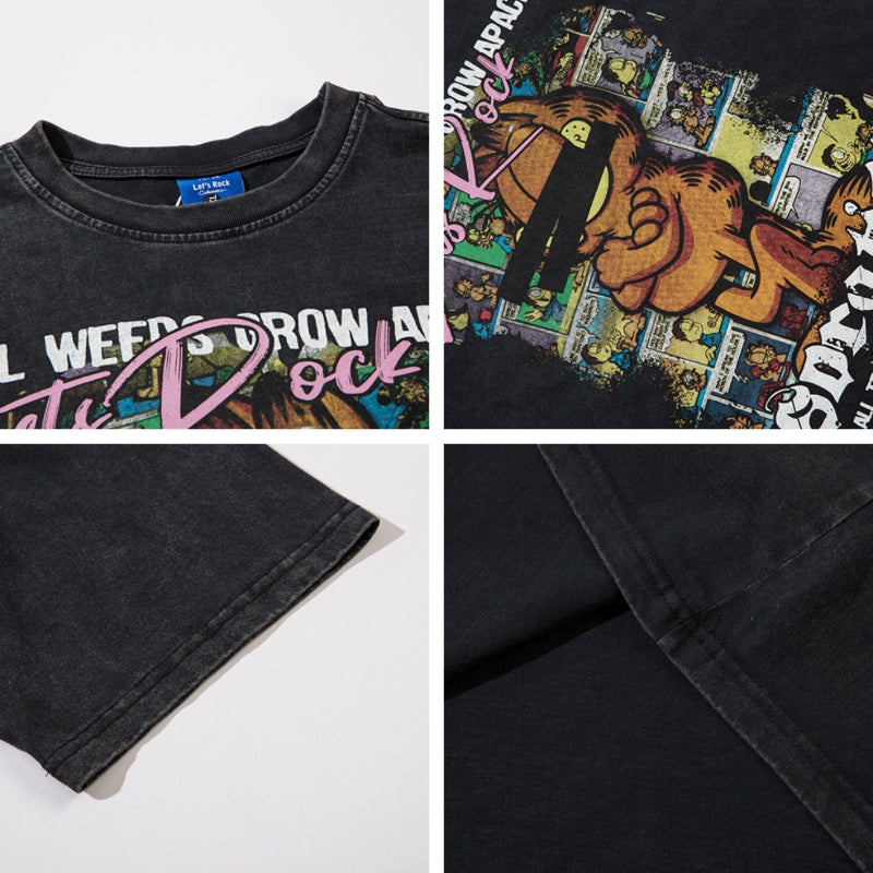 Nyc T Shirt Garfield Letter Print Short Sleeve T-Shirt Summer Loose Casual Top