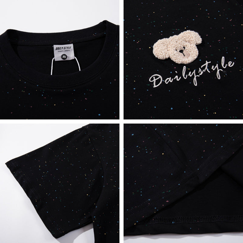 Nyc T Shirt Retro Puppy Crew Neck Short Sleeve T-Shirt Summer Oversize Casual Top