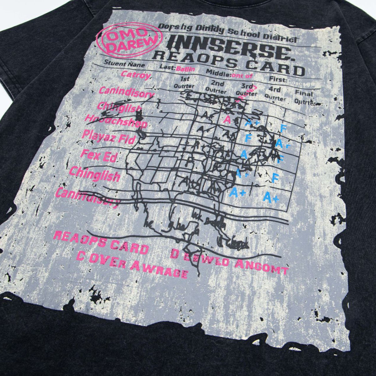 Retro Style Shirt For Men Summer Vintage Graffiti Print Washed T-Shirt Short Sleeve