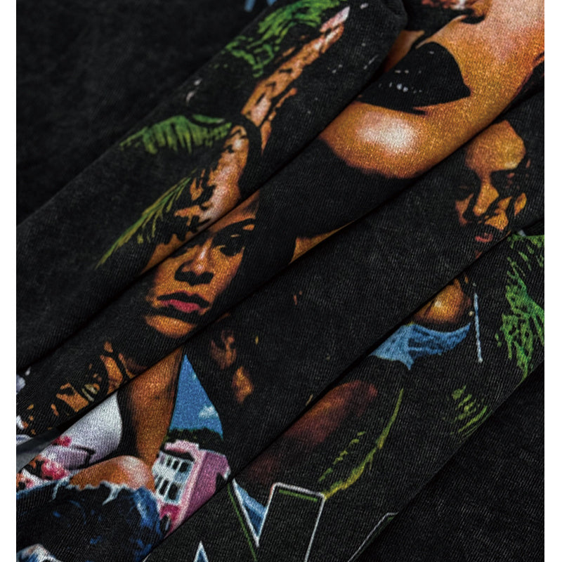 Cool t rapper hip hop rap Rihanna vintage print short sleeve top
