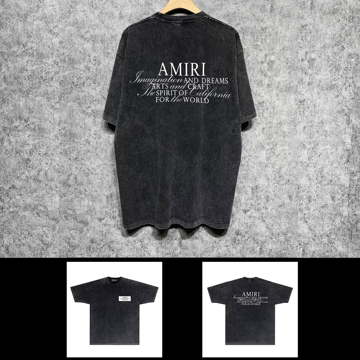 Amiri washed t-shirt hollywood artistic word printing short sleeve