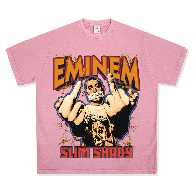 New york hip hop shop vintage hip hop Eminem print short sleeve t-shirt