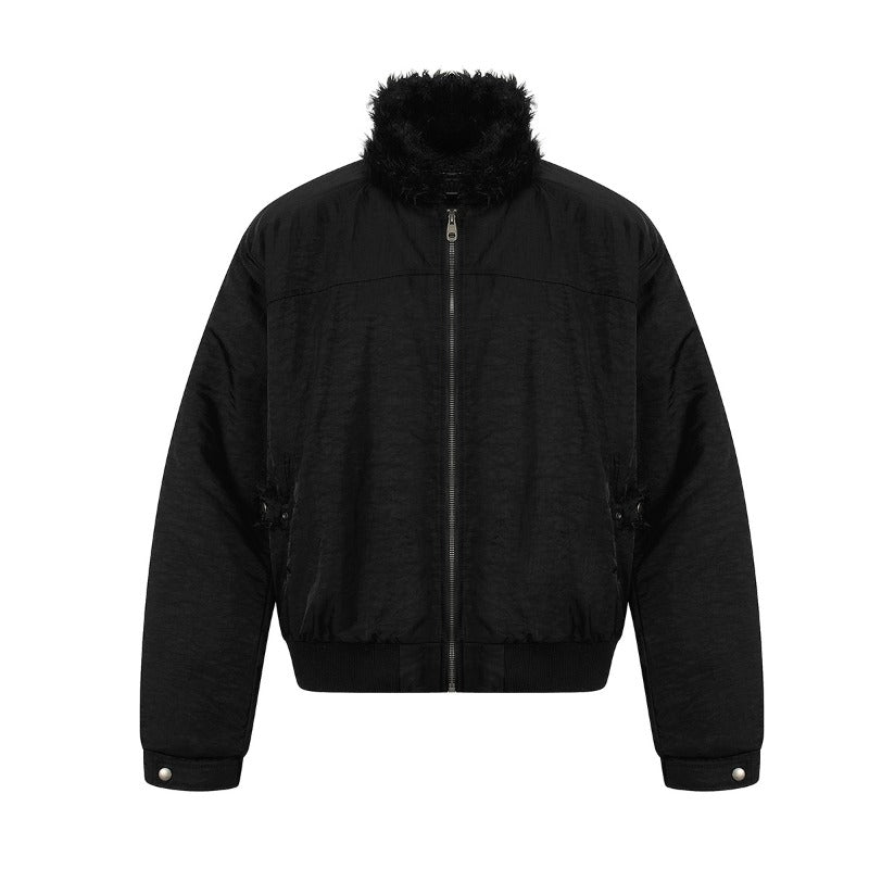 Unisex Down Jacket Men's Winter Fur Collar Vintage Padded Jacket