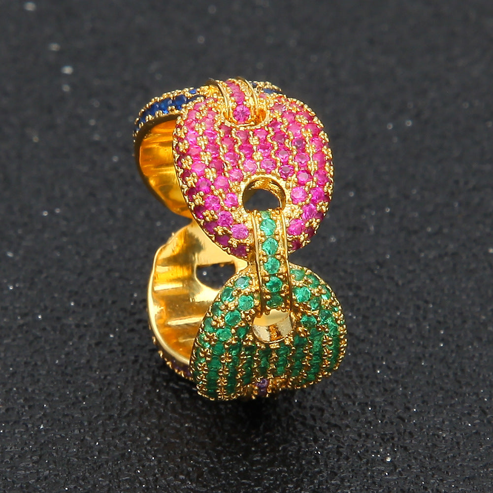 Rings Coffee Beans Microencrusted Zircon Ring Zircon Pig Nose HIPHOP St. Valentine's