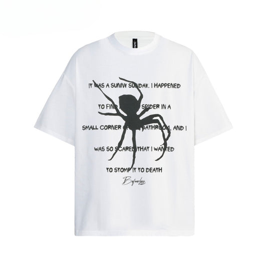 80s And 90s Vintage T Shirts Vintage Washing Water Old Spider Short Sleeve T-Shirts