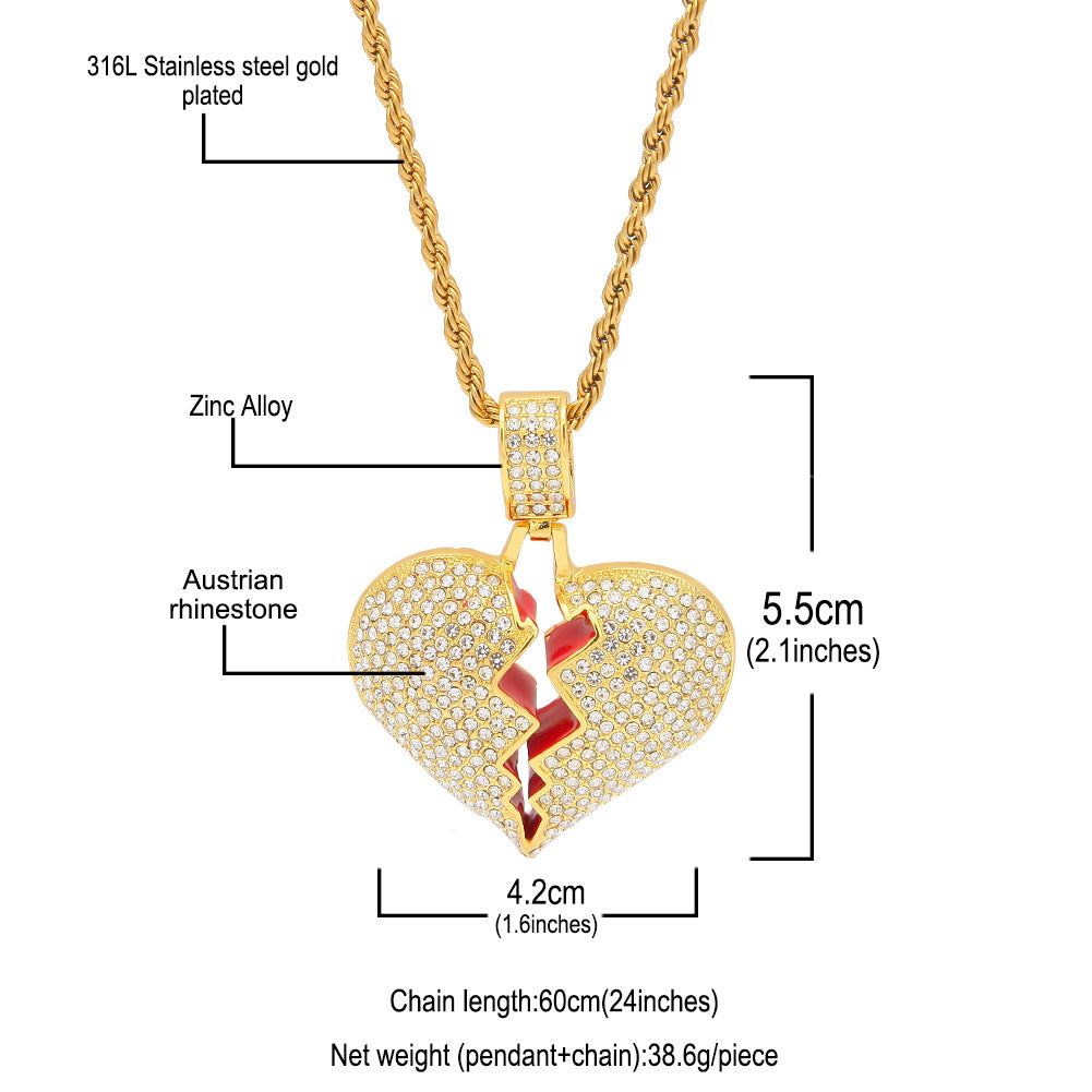 Jewelry Diamond Cracked Heart Pendant St. Valentine's lightning
