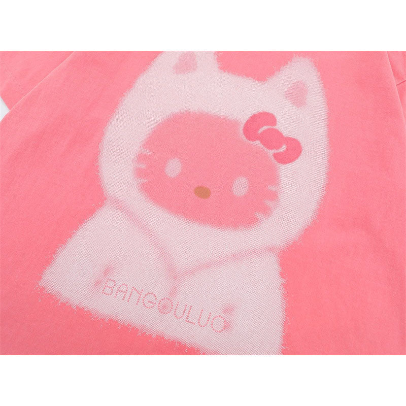 US drip outfits Summer Vintage Pussy Casual Loose Short Sleeve T-Shirts