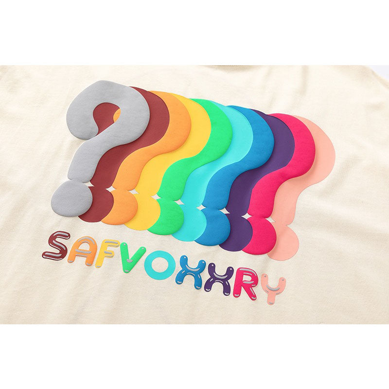 Vintage Tišö Rt Rainbow Question Mark Print Short Sleeve T-Shirt