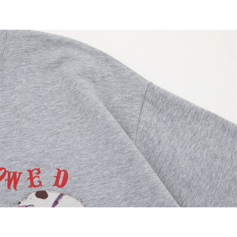 US drip outfits summer vintage doggy print casual loose short sleeve T-Shirts