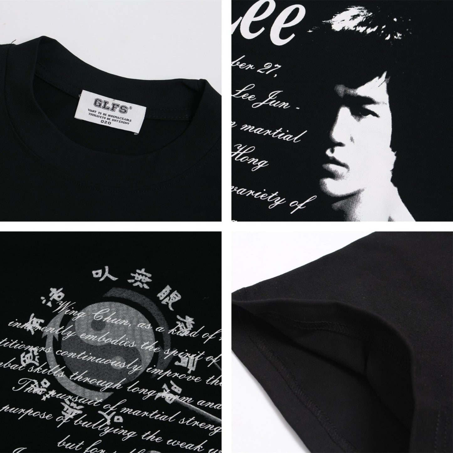 Vintage tarz t shirt bruce lee alphabet print short sleeve t-shirt summer oversize casual top