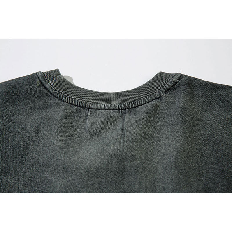 Marcas De Streetwear Crew Neck Denim Pullover Long Sleeve T-Shirt