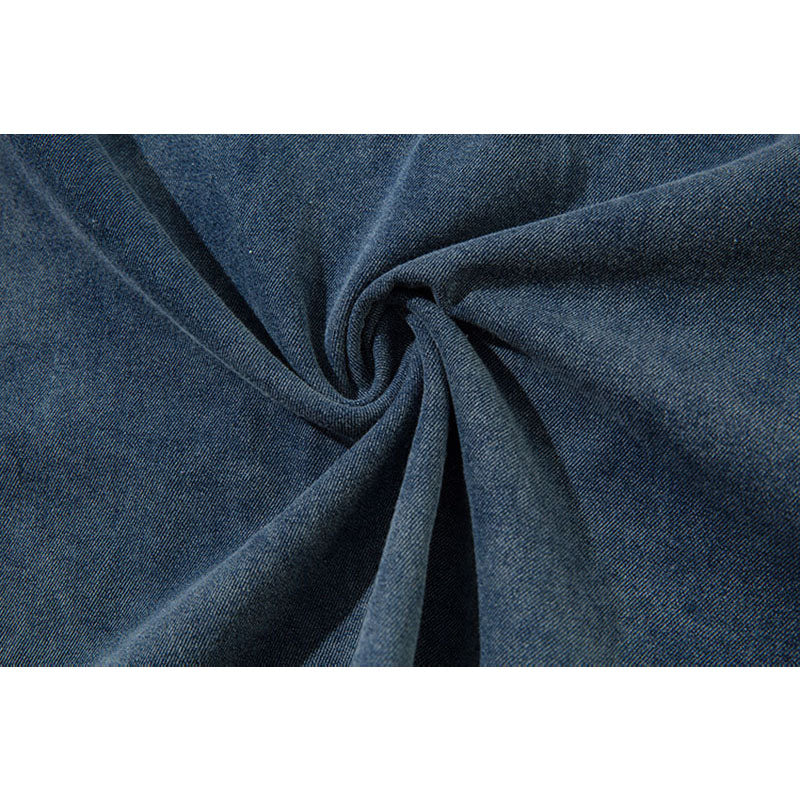 Marcas De Streetwear Washed Denim POLO Vintage Embroidered Lapel Sweater
