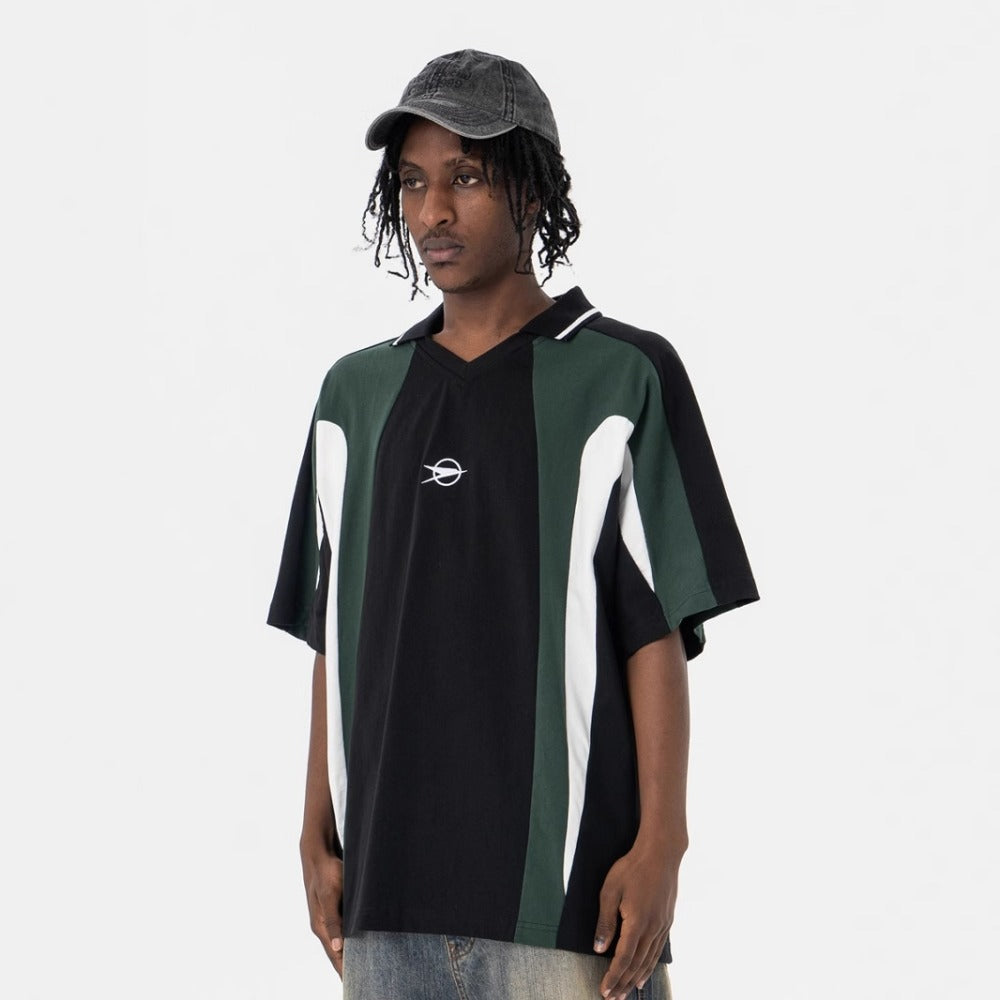 Vic Streetwear Summer Vintage V-Neck Lapel Short Sleeve T-Shirt