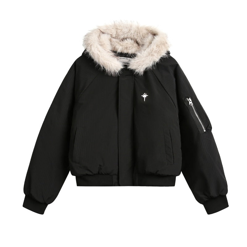 Unisex down jacket winterretro fur collar
