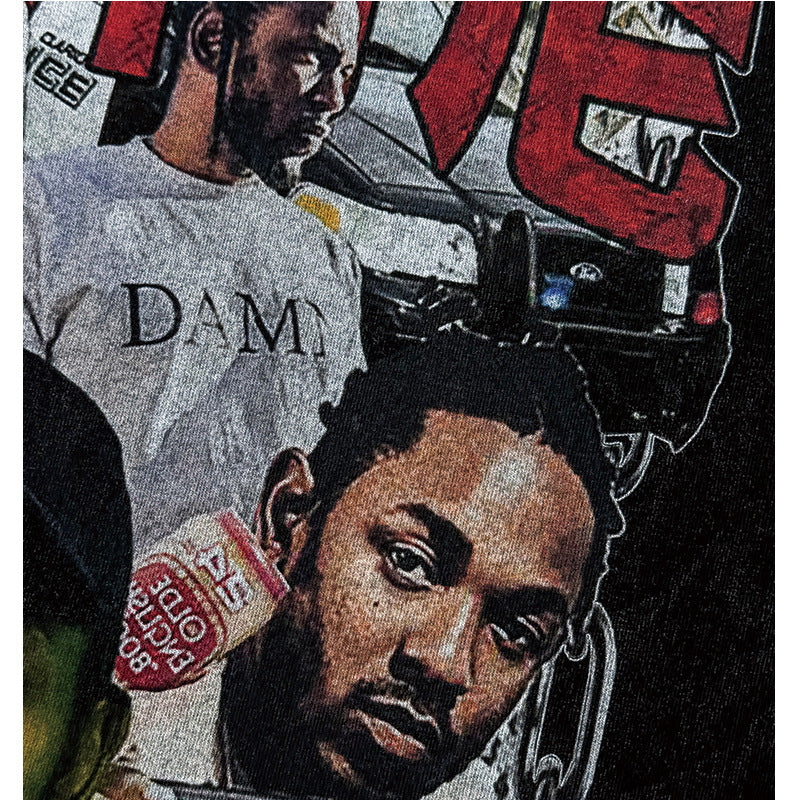 Outfit streetwear Homage Kendrick Lamar Kung Fu Kenny Hip Hop Rap Print Short Sleeve T-Shirt