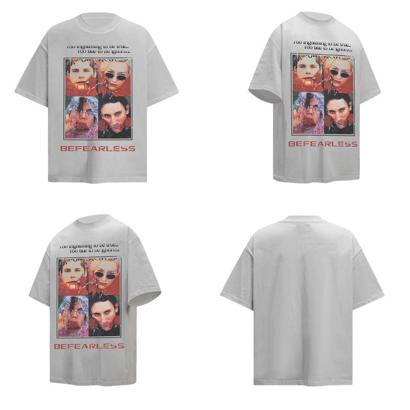 80s And 90s Vintage T Shirts Vintage Washing Water Old Character Short Sleeve T-Shirts