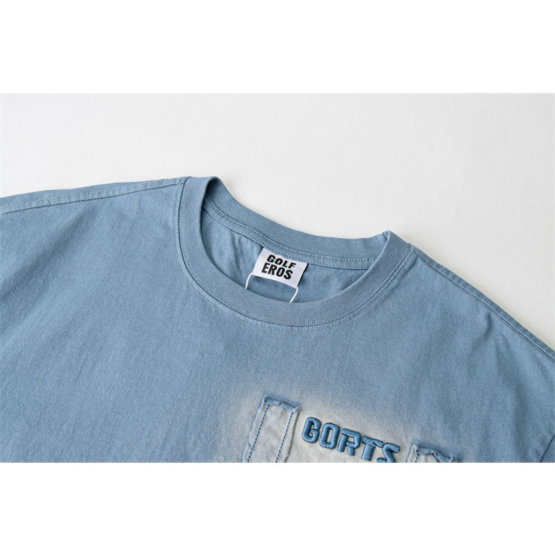 US drip outfits summer retro gradual change casual loose short sleeve T-Shirts