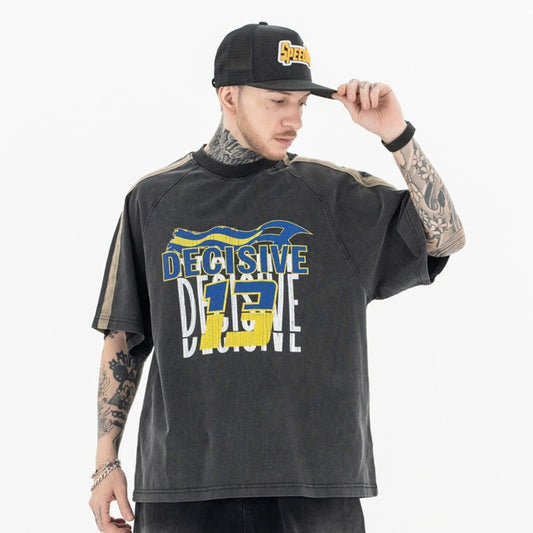 Vintage College Shirts Summer Crew Neck Short Sleeve T-Shirt