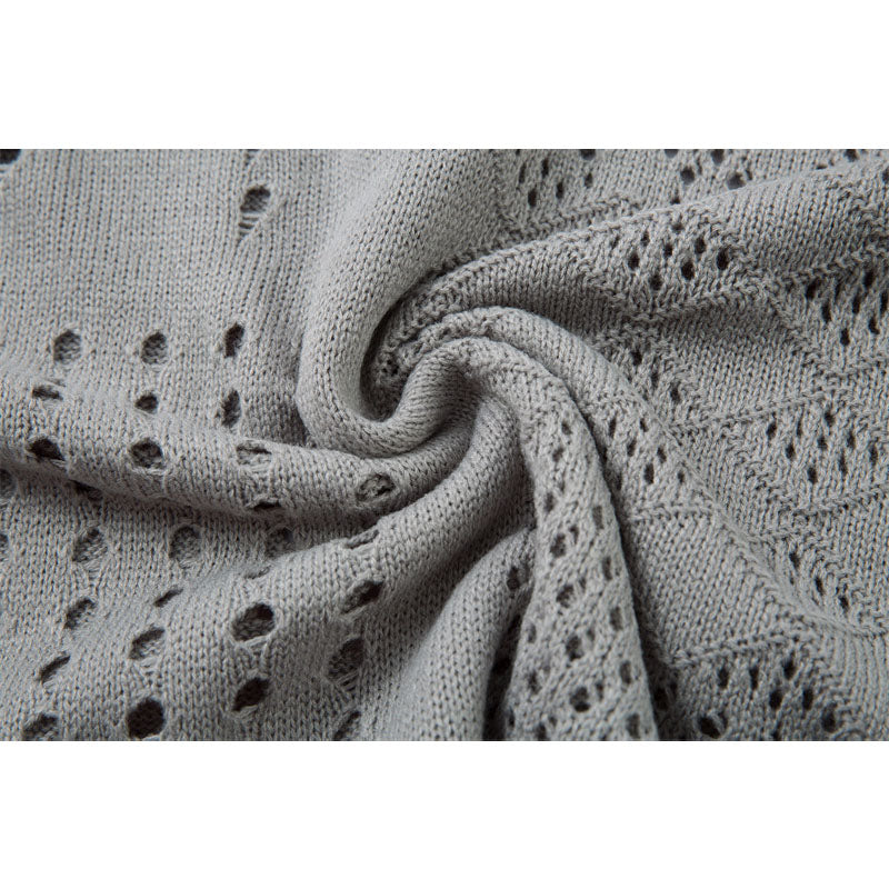 Casual Street Wear Vintage Knitted Sweater Loose Crew Neck Short Sleeve T-Shirt