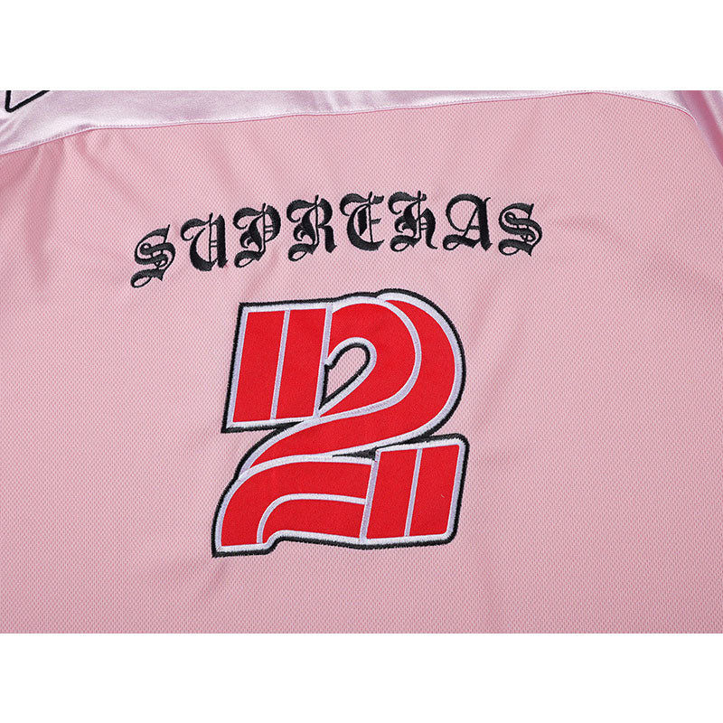 Racing oversized t shirt racing embroidered V-neck sports jersey short-sleeved t-shirt