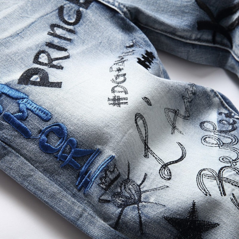1990 Fashion Jeans Embroidered Straight Jeans