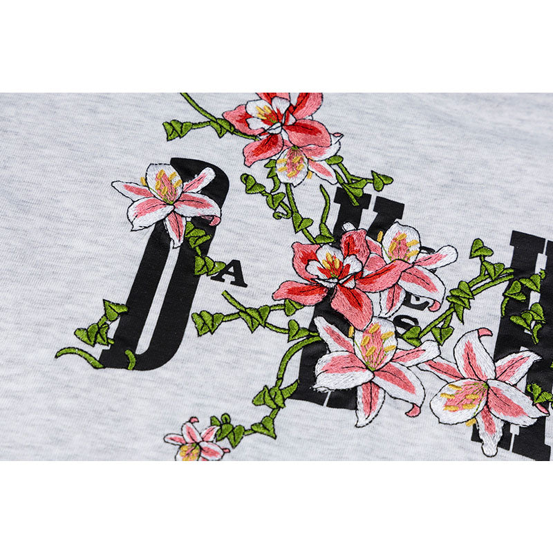 Nostalgia T-Shirts Flower Embroidery Short Sleeve T-Shirts