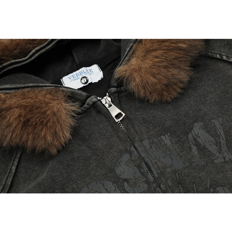 Streetwear Hoodie Vintage Washed Old Zip Cardigan Jacket